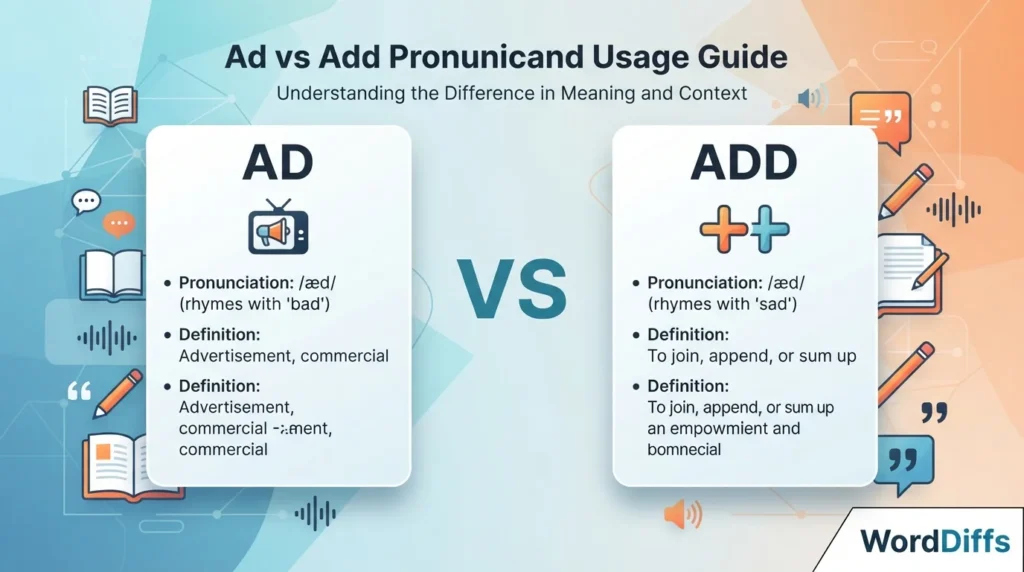 Ad vs Add Pronunciation and Usage Guide