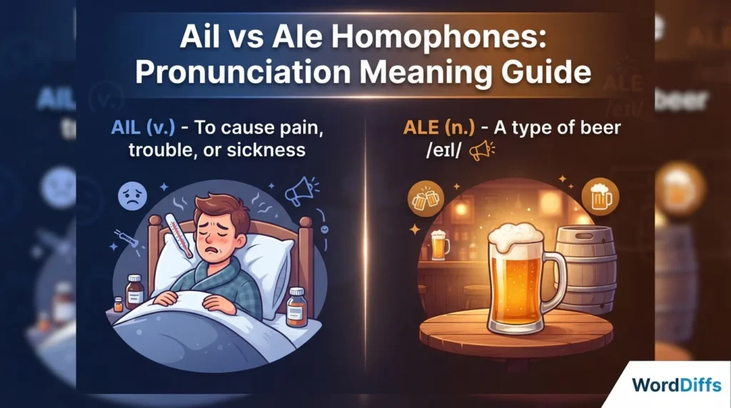 Ail vs Ale Homophones: Pronunciation Meaning Guide