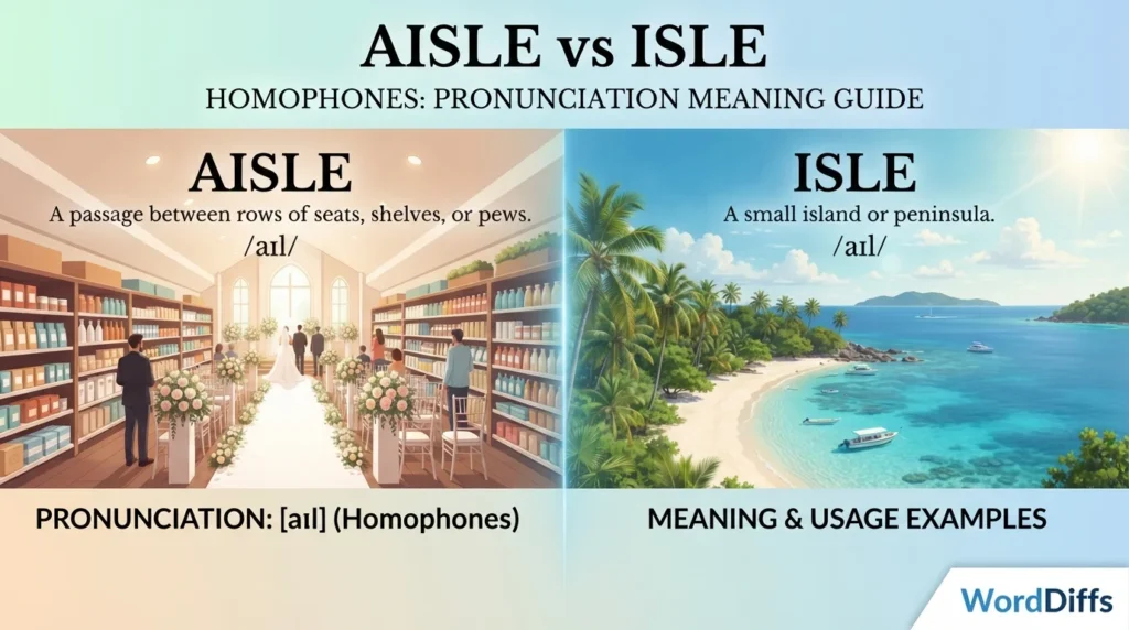 Aisle vs Isle Homophones: Pronunciation Meaning Guide