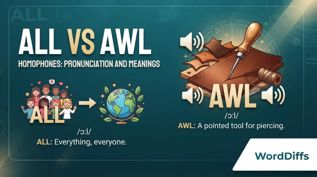 All vs Awl Homophones: Pronunciation and Meanings