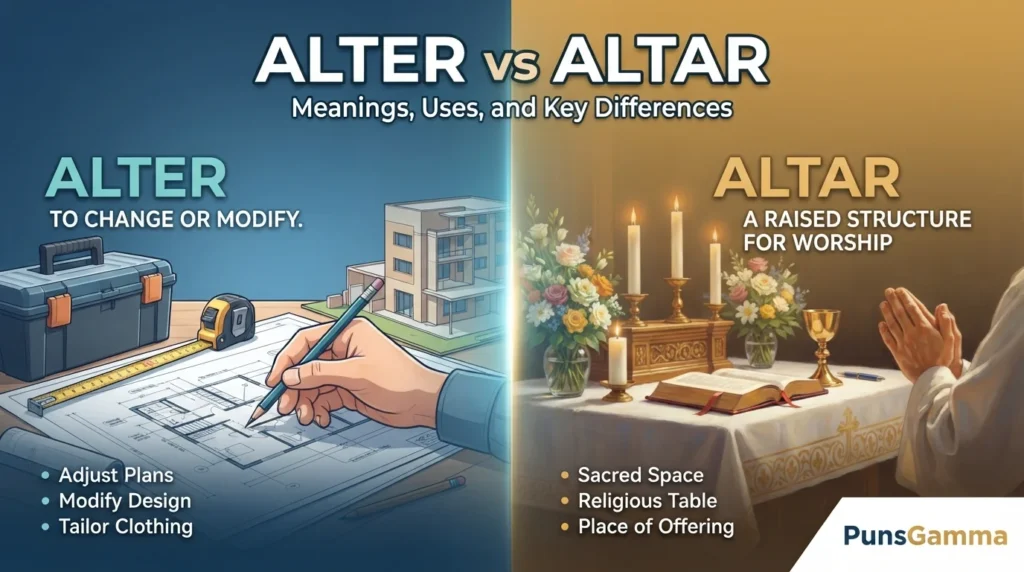 Alter vs Altar Meanings, Uses, and Key Differences