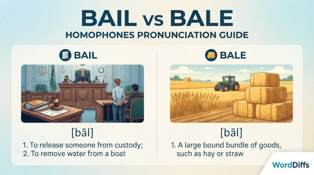 Bail vs Bale Homophones Pronunciation Guide