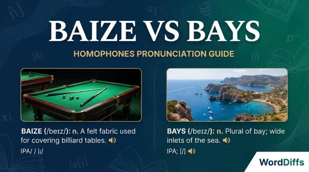 Baize vs Bays Homophones Pronunciation Guide