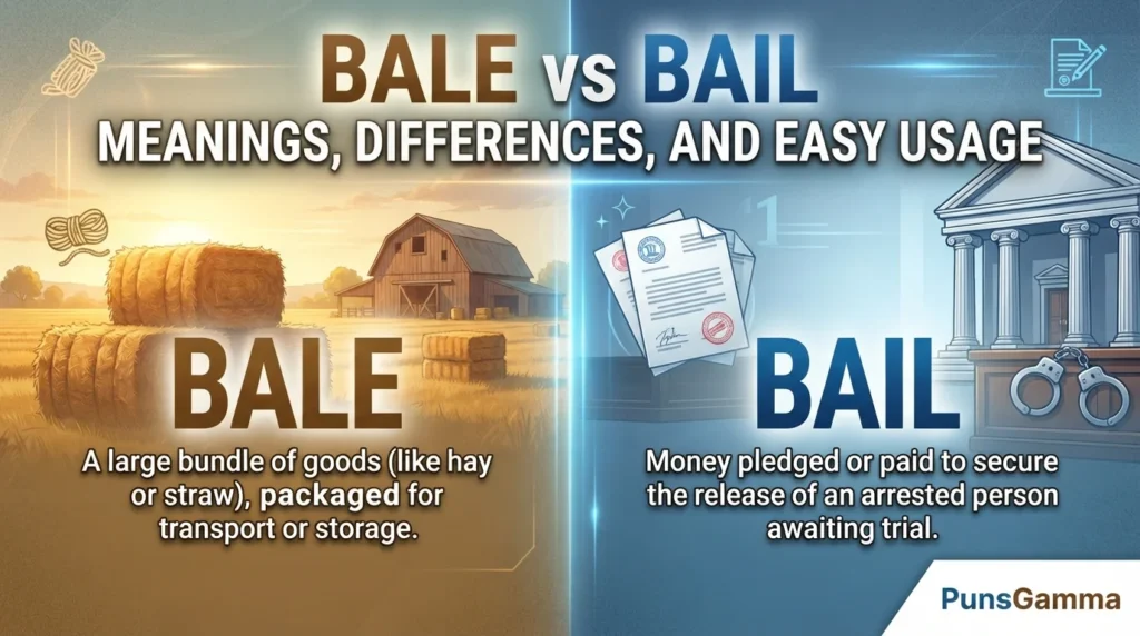 Bale vs Bail: Meanings, Differences, and Easy Usage