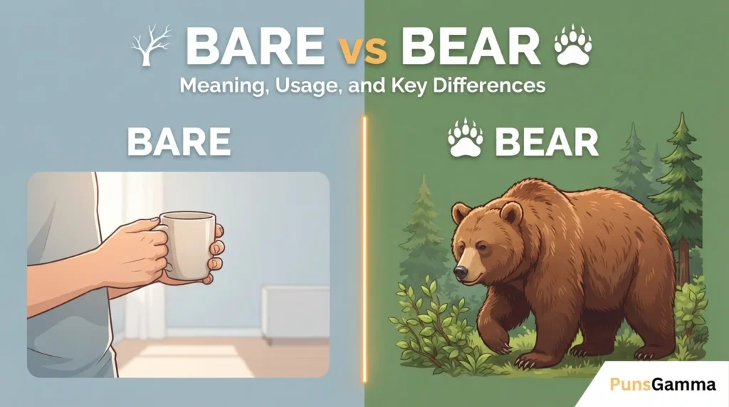 Bare vs Bear: Meaning, Usage, and Key Differences
