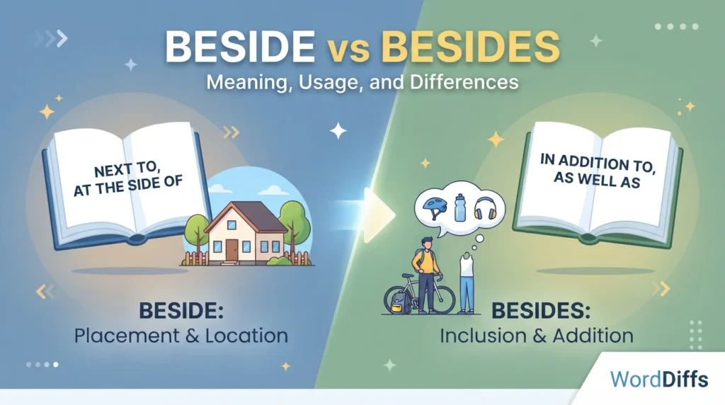 Beside vs Besides: Meaning, Usage, and Differences