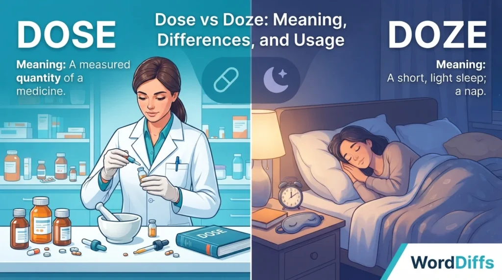 Dose vs Doze: Meaning, Differences, and Usage