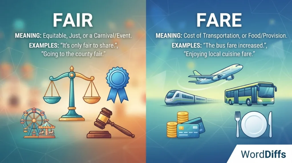Fair vs Fare: Simple Differences, Meanings, and Examples