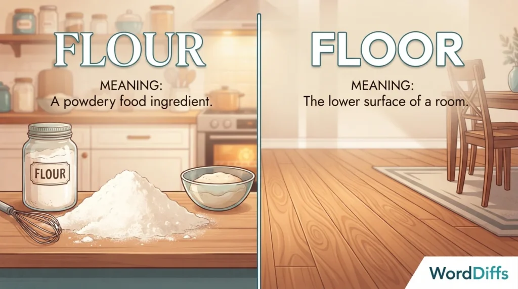 Flour vs Floor: Meanings, Uses & Easy Examples