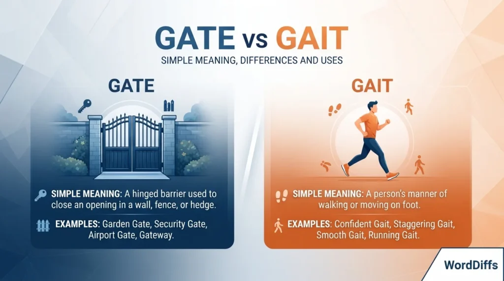 Gate vs Gait: Simple Meaning, Differences and Uses