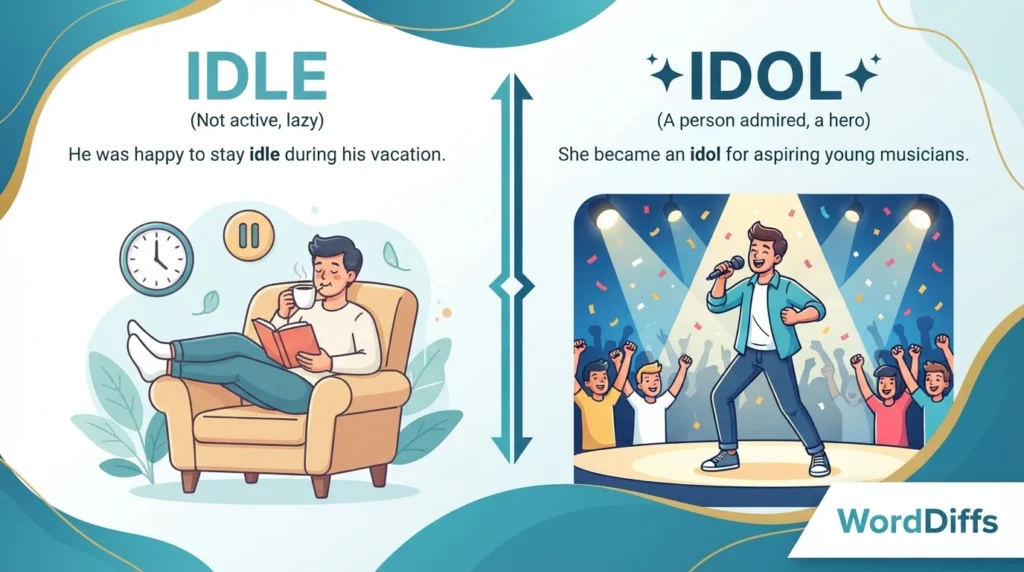 Idle vs Idol: Meaning, Usage, and Easy Examples