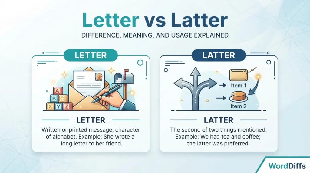 Letter vs Latter: Difference, Meaning, and Usage Explained