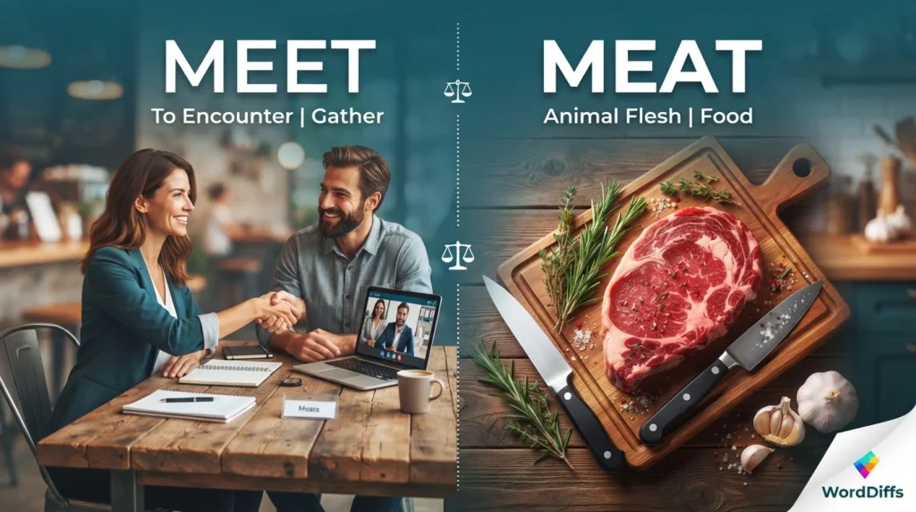 Meet vs Meat: Meanings, Differences, and Easy Usage