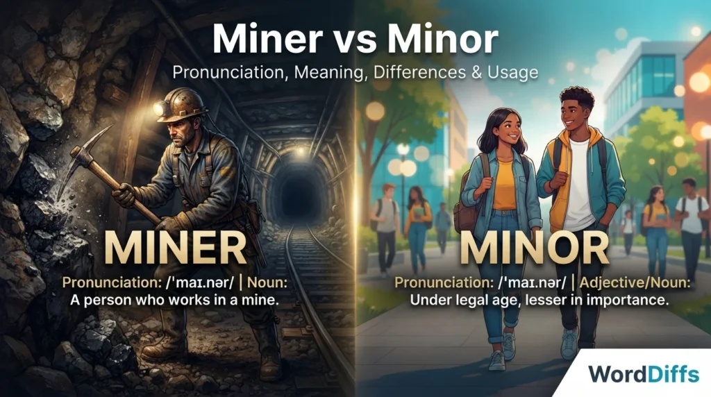 Miner vs Minor Pronunciation, Meaning, Differences & Usage