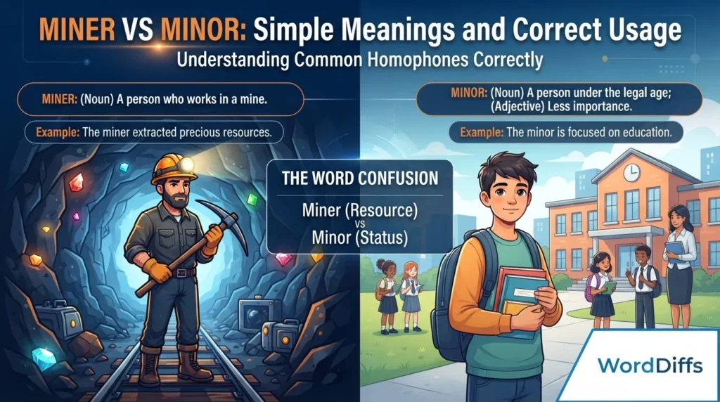 Miner vs Minor: Simple Meanings and Correct Usage
