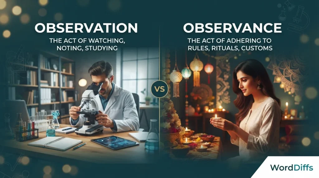 Observation vs Observance: Meanings and Correct Use