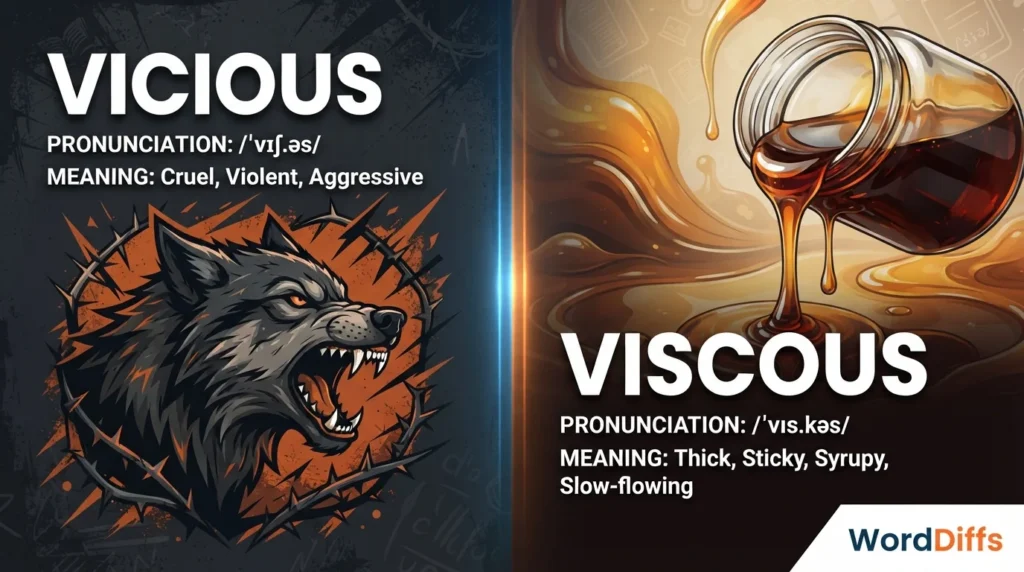 Vicious vs Viscous Pronunciation, Meaning, Differences & Usage